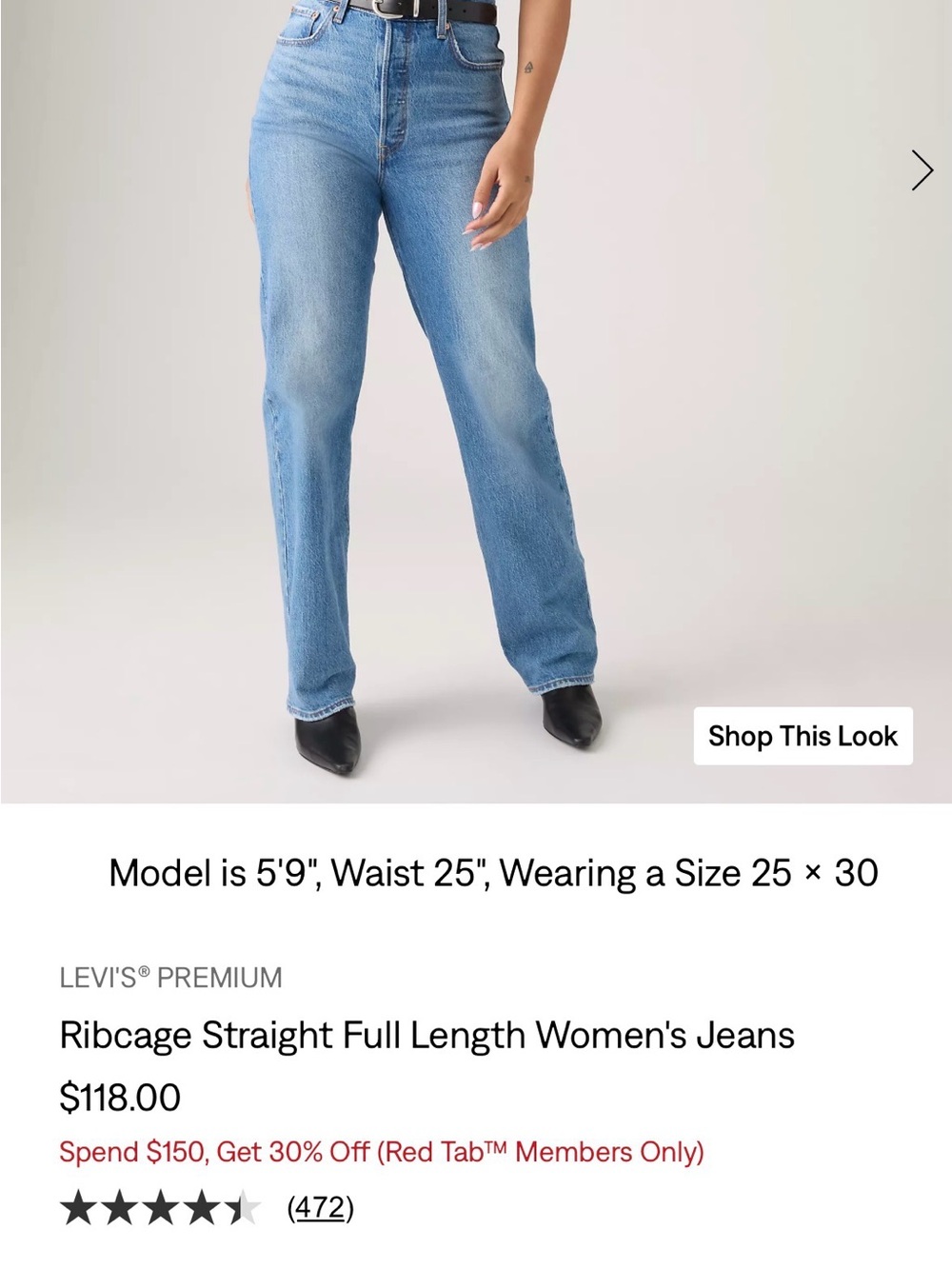 Levi's Ribcage Straight Full Length Women's Jeans - Light Blue 30x32
